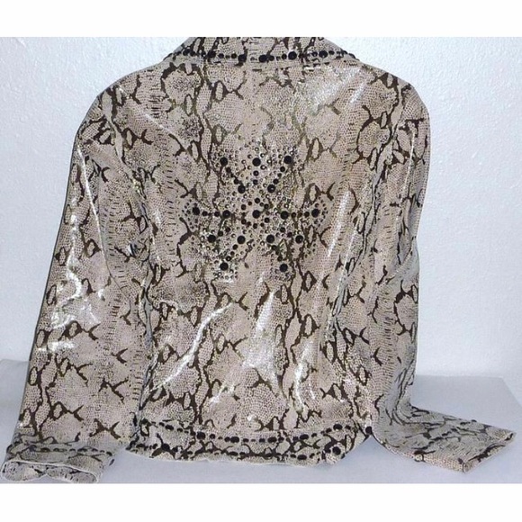 PAMELA McCoy Leather Snakeskin Pattern jacket NEW - Picture 2 of 7